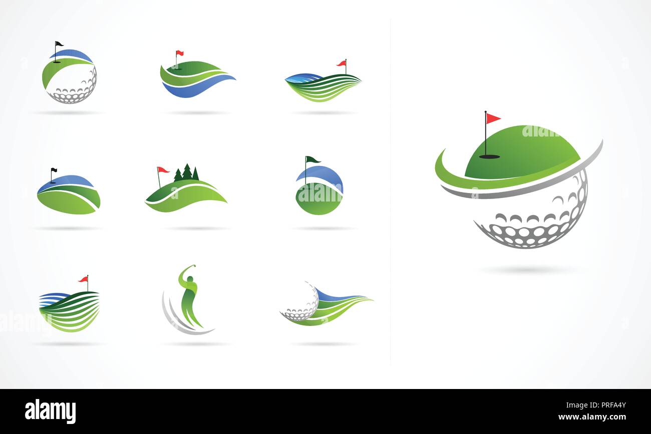 Golf club le icone, simboli, elementi e logo collection Illustrazione Vettoriale