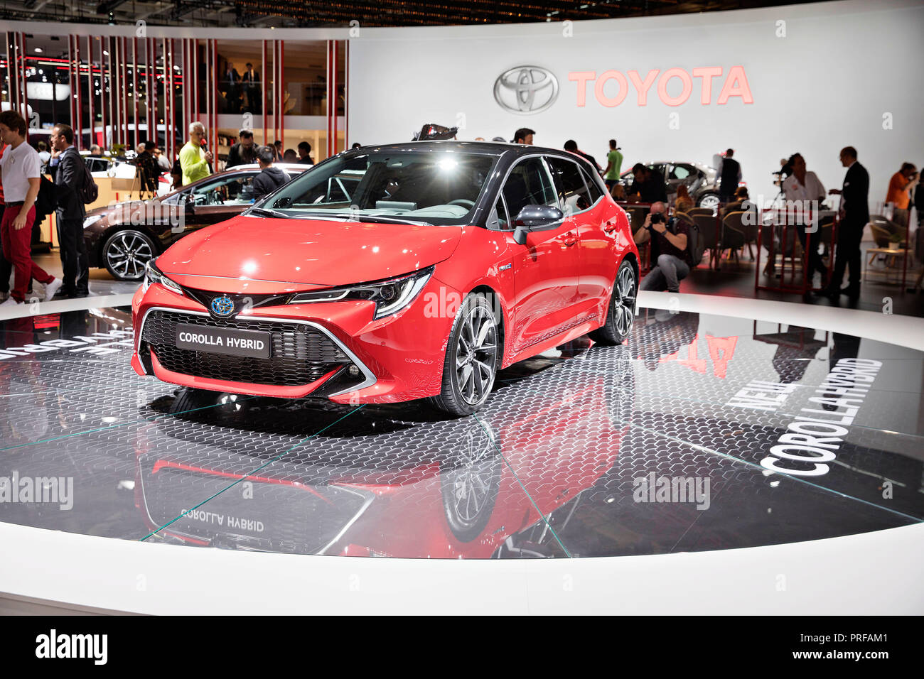 Nuova Toyota Corolla ibrido è stato presentato durante la prima giornata della stampa internazionale del Motor Show di Parigi, il Martedì, Ottobre 2nd, 2018. (CTK foto Foto Stock