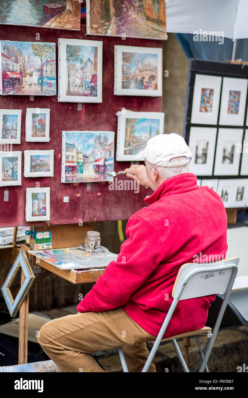 Pittore di Montmartre, Parigi Foto Stock