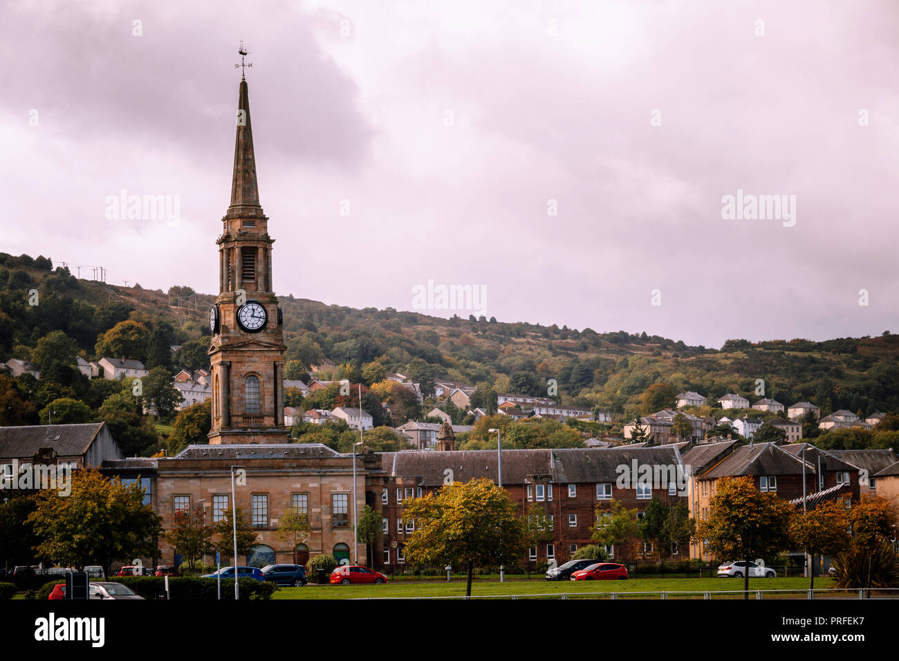 Port Glasgow Scozia Palazzi & Fiume Clyde Coast Line Foto Stock