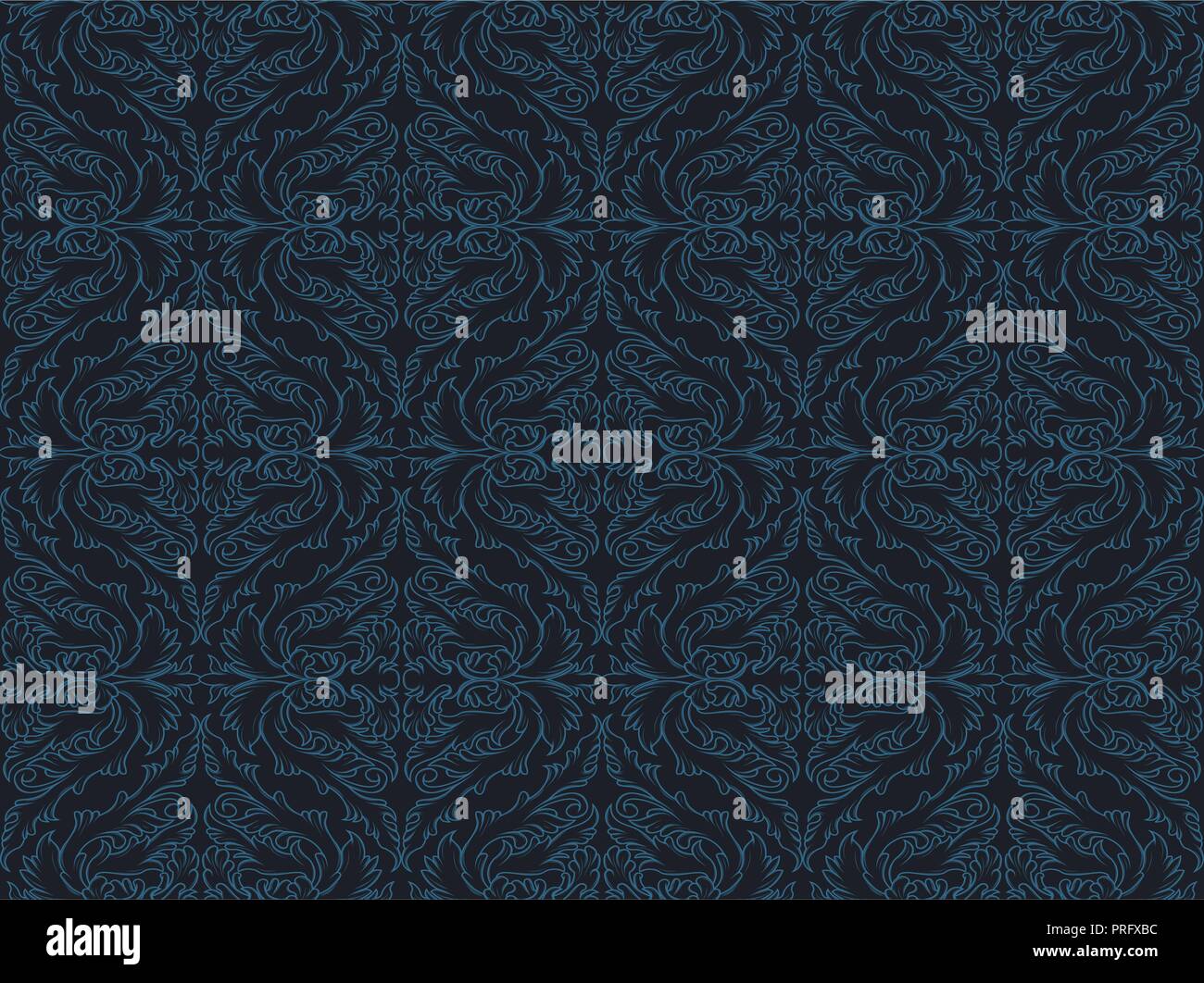 Elegante senza giunture blu sullo sfondo di Damasco Illustrazione Vettoriale