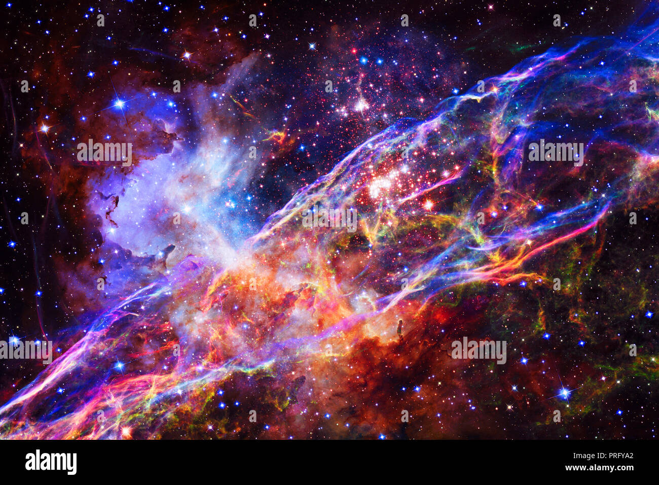 Nebulosa velo nello spazio esterno. Gli elementi di questa immagine fornita dalla NASA Foto Stock