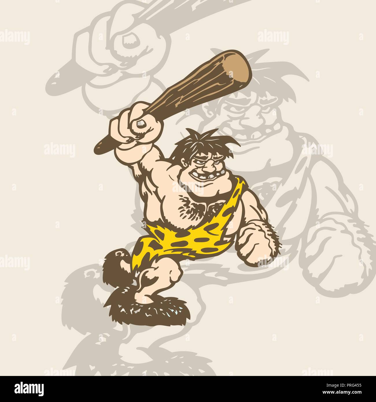 Cartoon caveman in una pelle di animale. Illustrazione Vettoriale. personaggio dei fumetti Illustrazione Vettoriale