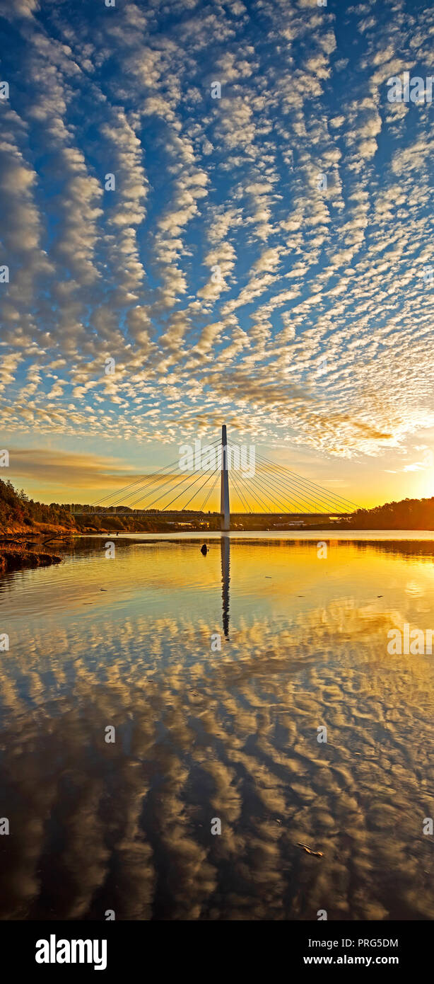 Guglia settentrionale ponte sopra il fiume usura, Sunderland, Tyne & Wear, England, Regno Unito Foto Stock