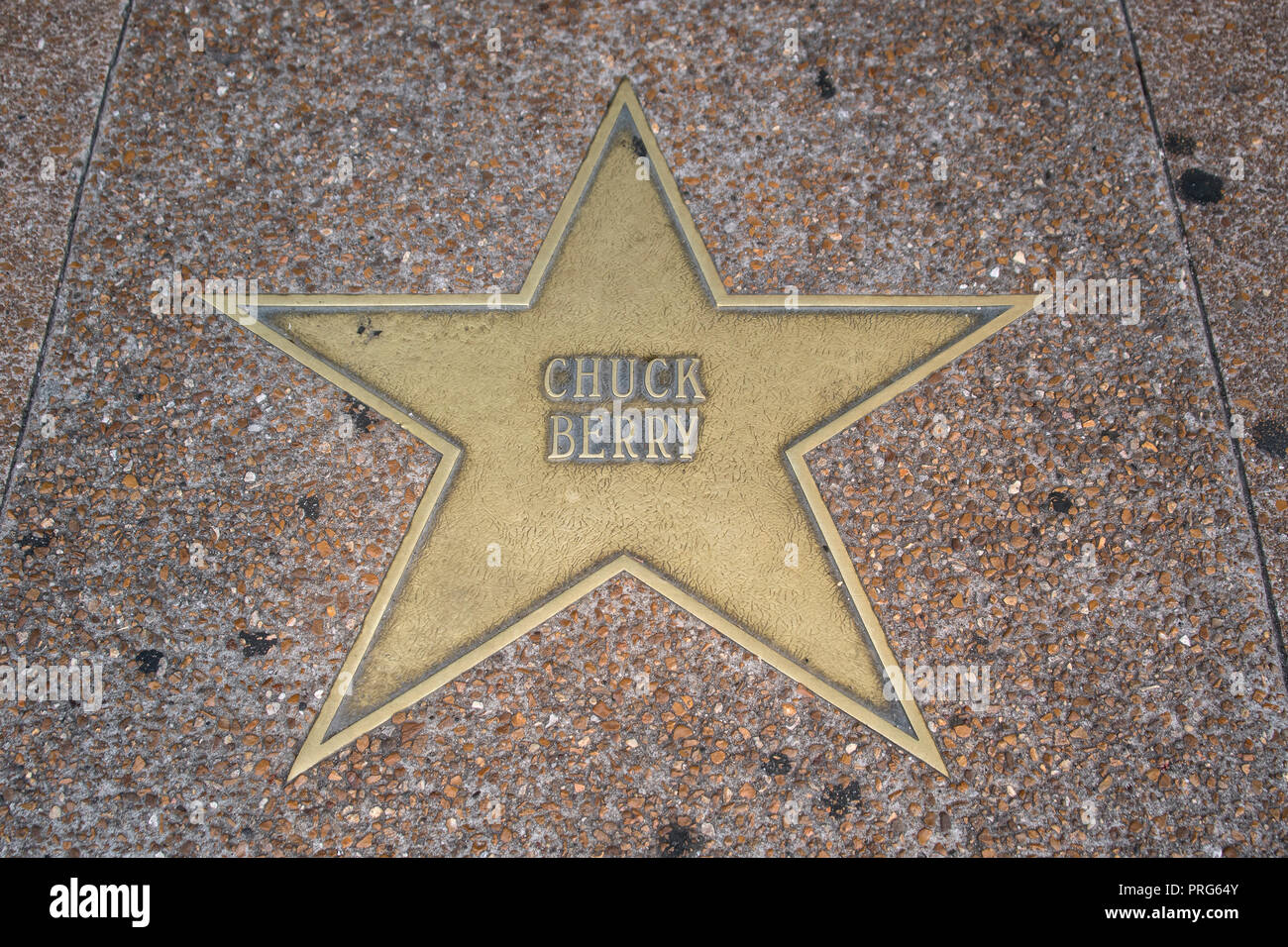 Rock and Roll legende Chuck Berry star sul San Louis Walk of Fame, Delmar Boulevard, Delmar Loop, St. Louis, Missouri, Stati Uniti d'America Foto Stock