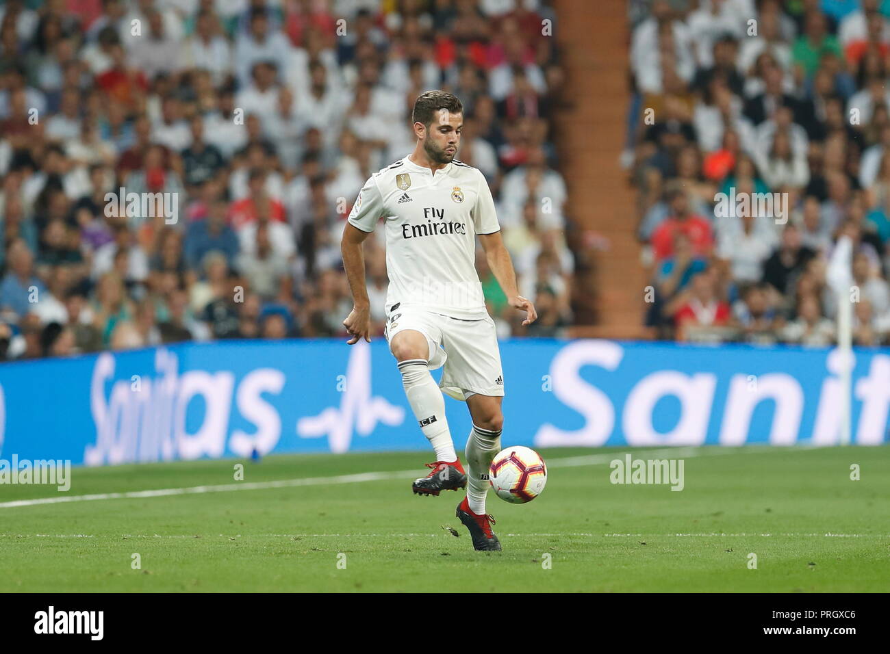 Madrid, Spagna. 29Sep, 2018. Nacho (reale) Calcio/Calcetto : spagnolo "La Liga Santander' match tra il Real Madrid CF 0-0 Atletico de Madrid al Santiago Bernabeu di Madrid in Spagna . Credito: Mutsu Kawamori/AFLO/Alamy Live News Foto Stock