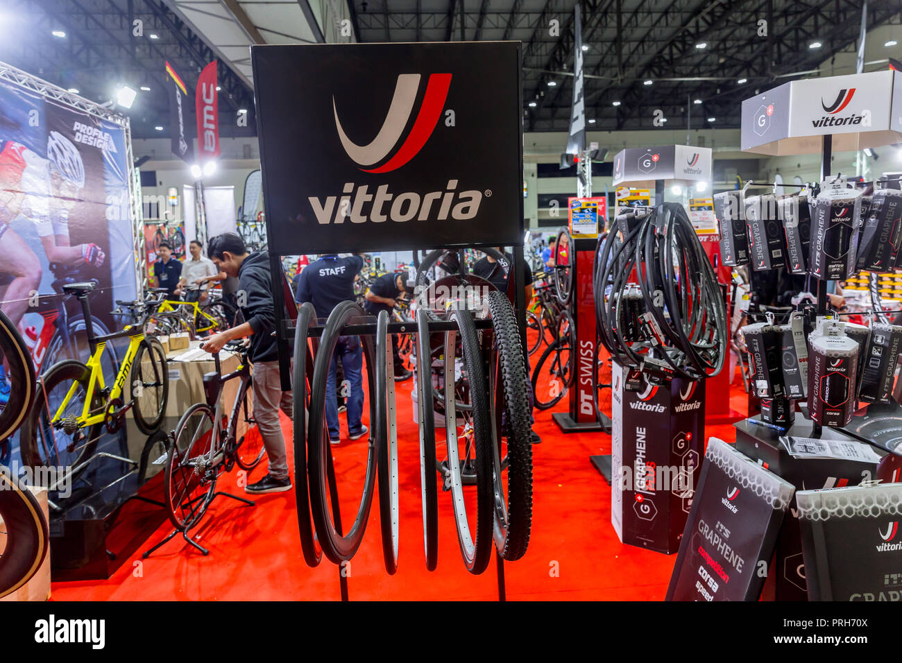 Vittoria italiana pneumatico per bicicletta fabbricante stabilito nel 1953 in vendita in International Bangkok Bike 2018 Bike Expo fiera a Bangkok, Tailandia 6 maggio 2018. Foto Stock
