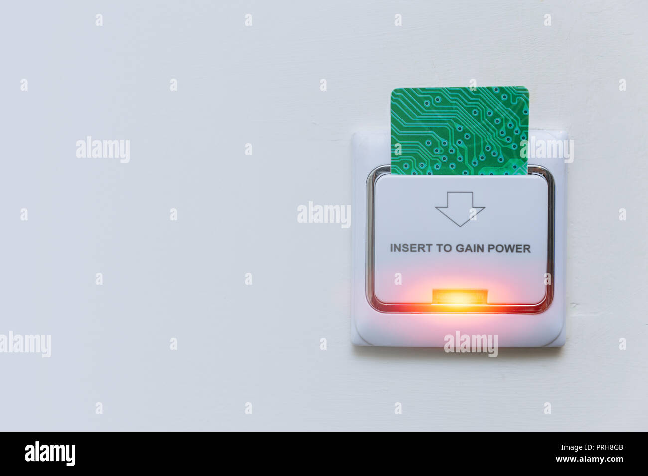 Hotel potenza smart card insert serratura elettrica sistema di presa. Foto Stock