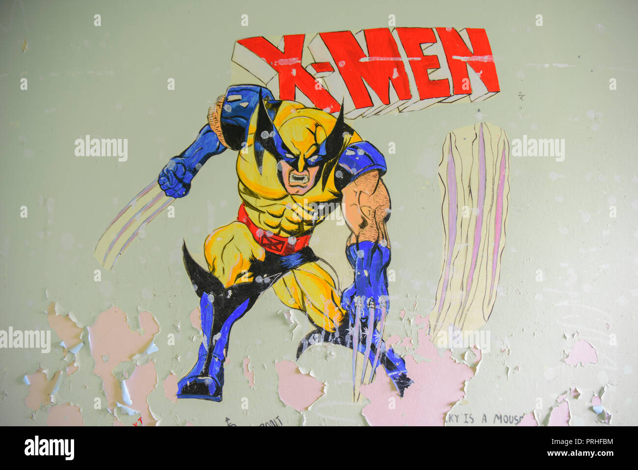 X-men murale su una parete. Foto Stock