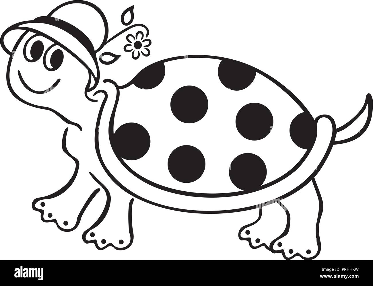 Divertenti cartoni animati di tartaruga. delineato disegno animato bozzetto illustrazione vettore. Illustrazione Vettoriale