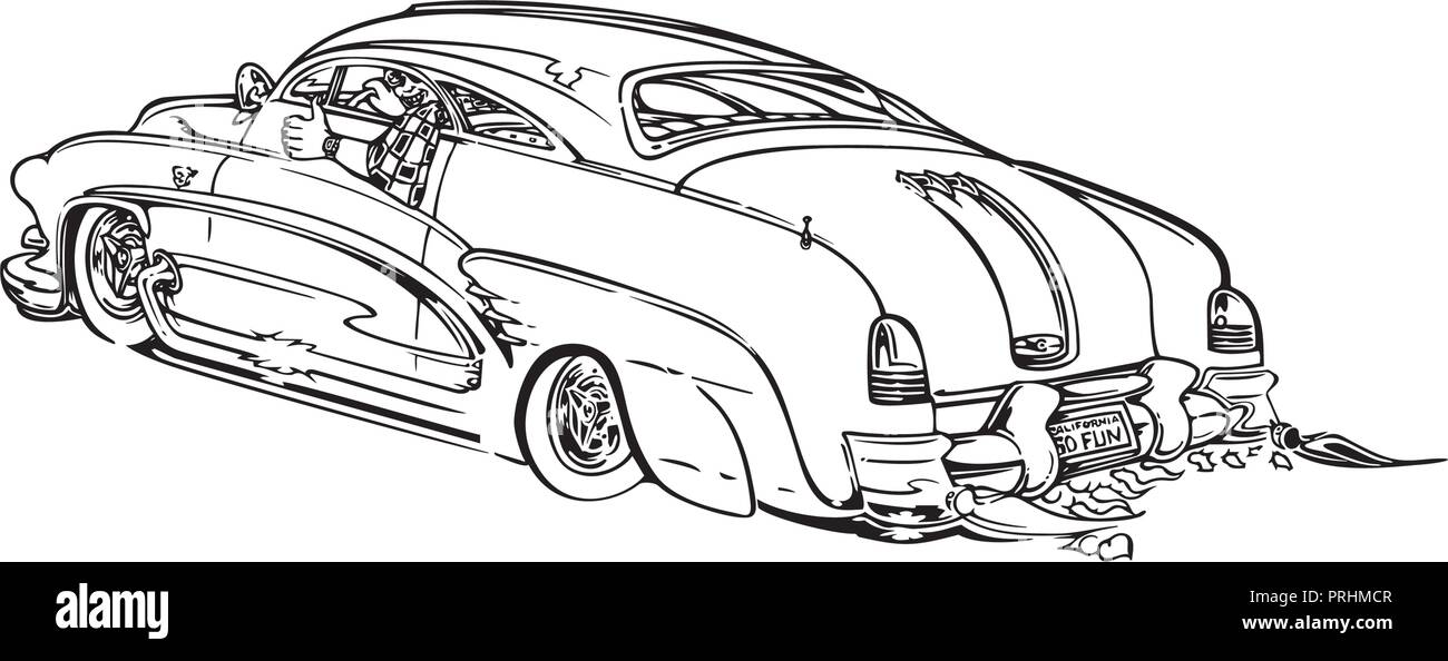 Retrò classico hot rod cars, isolato su sfondo. cartoon illustrazione vettoriale design Illustrazione Vettoriale