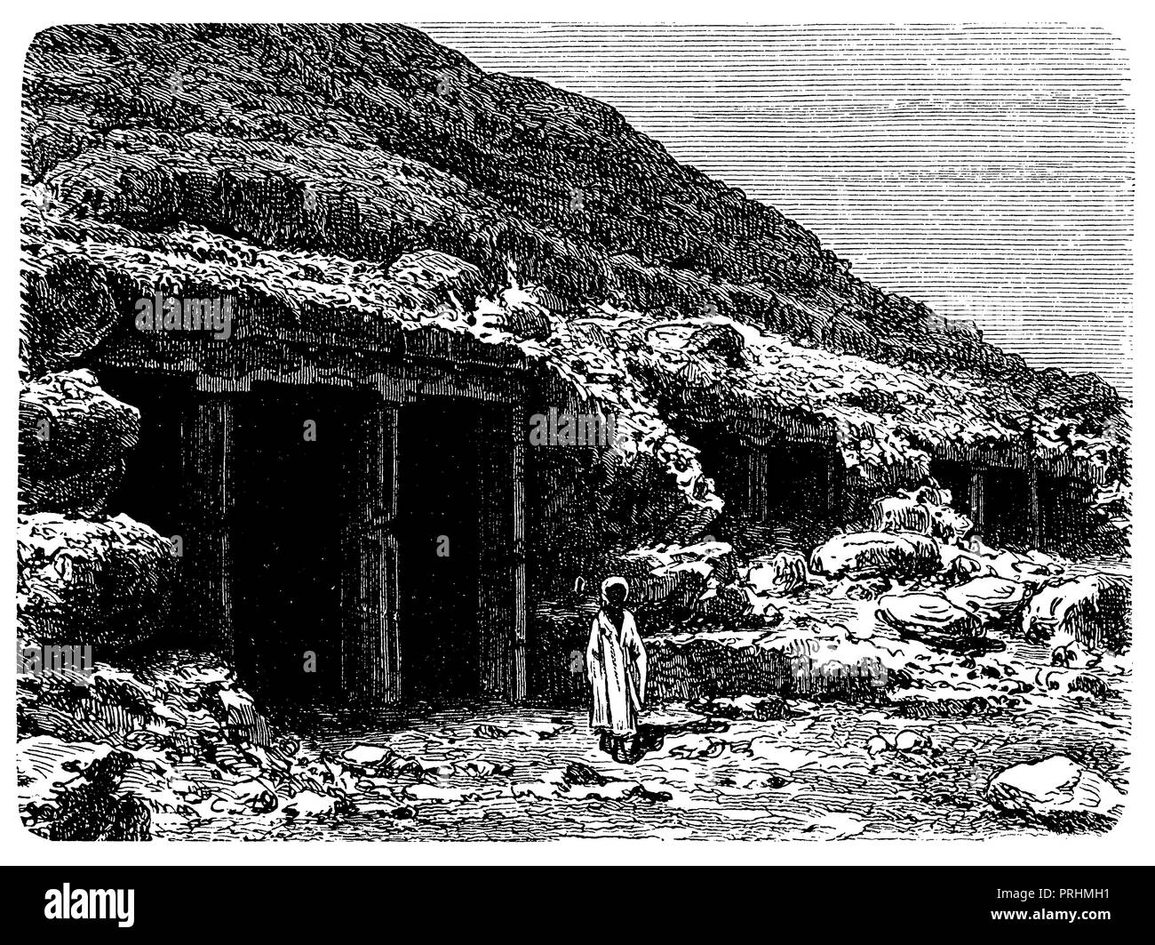 Grave l'entrata a Beni-Hassan. Dal xii Dinastia, 2400 BC Chr., Foto Stock