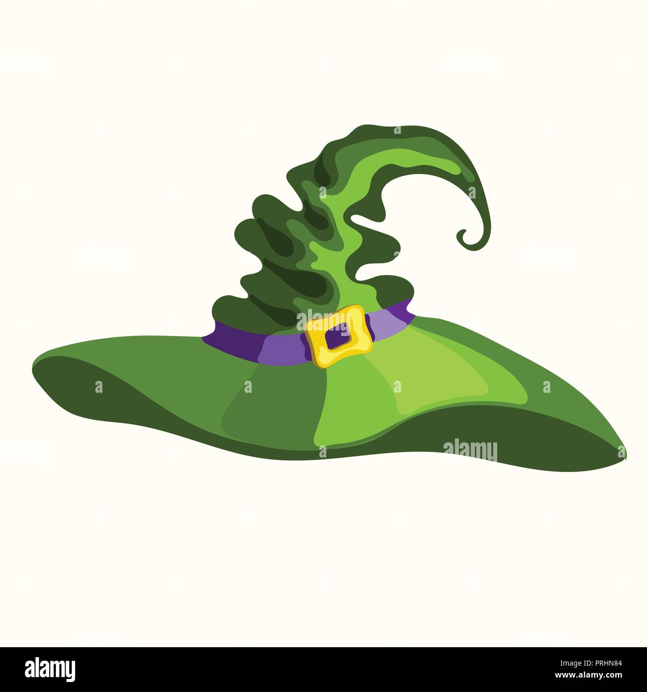 Halloween stile cartoon vettore strega verde hat isolati su sfondo bianco Illustrazione Vettoriale