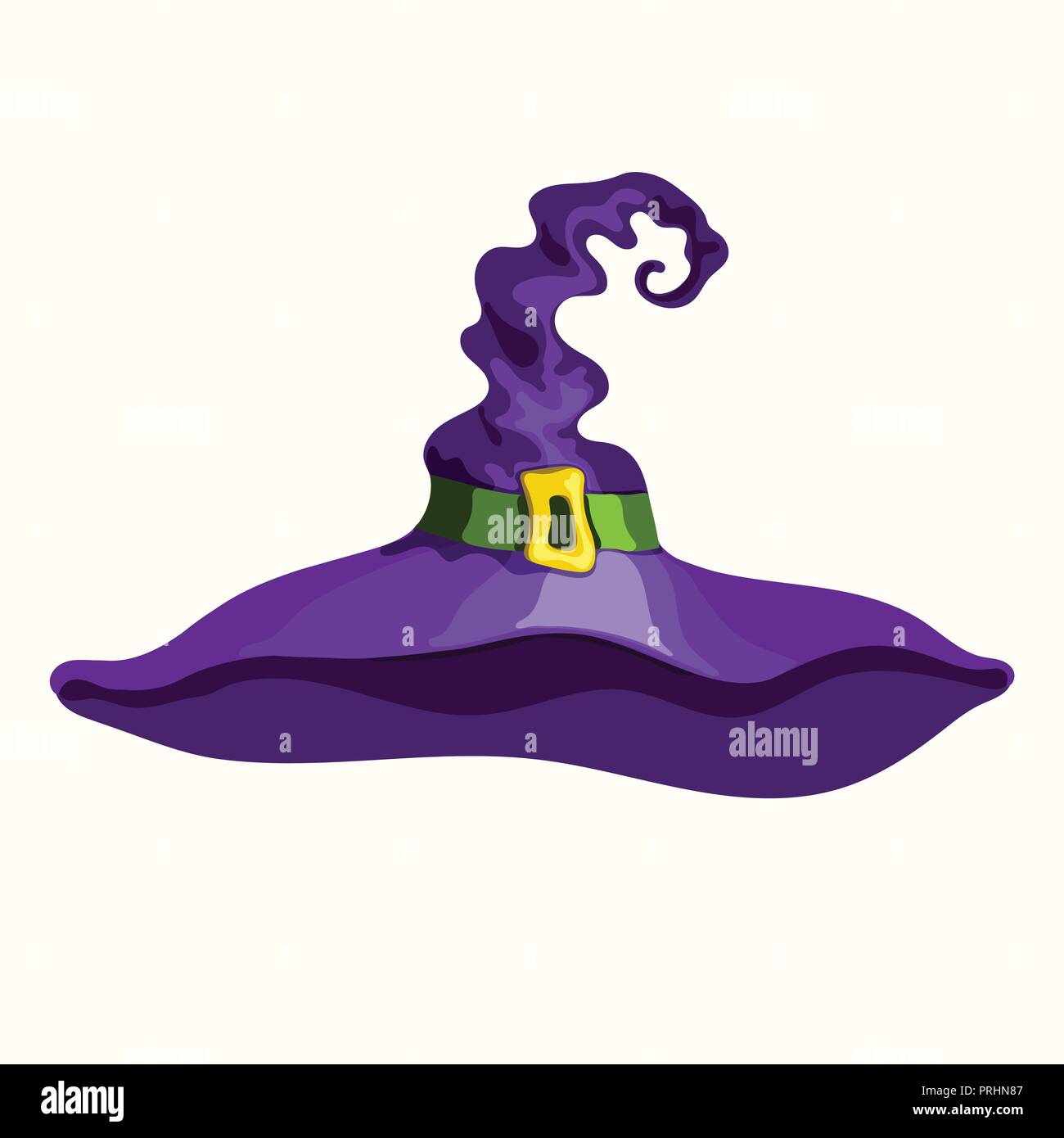 Halloween stile cartoon vettore strega viola hat isolati su sfondo bianco Illustrazione Vettoriale