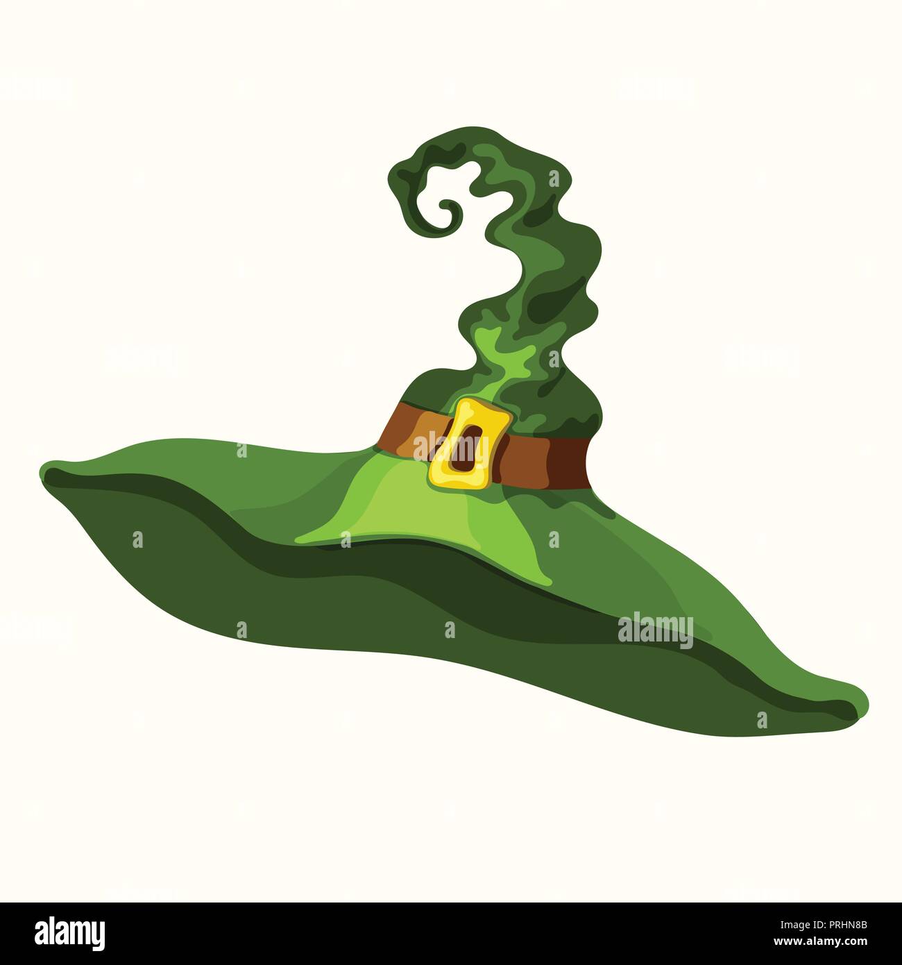 Vettore di Halloween cartoon verde vecchio magic witch hat isolati su sfondo bianco Illustrazione Vettoriale