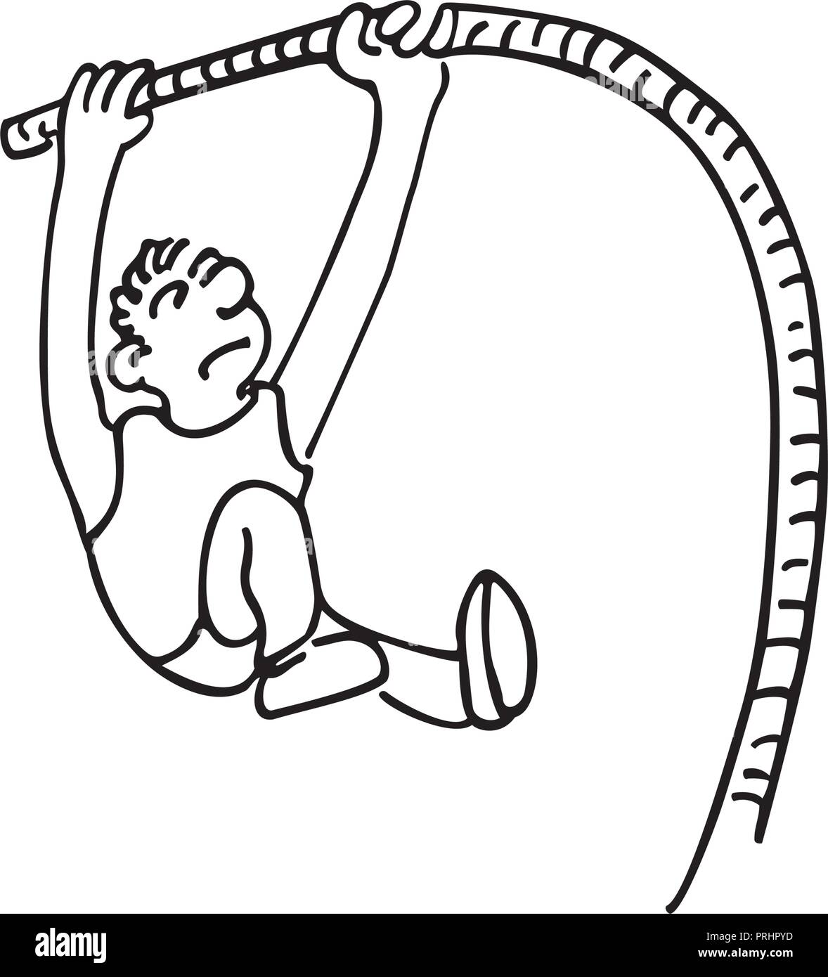 Salto in alto sport. delineato cartoon handrawn schizzo illustrazione vettore. Illustrazione Vettoriale