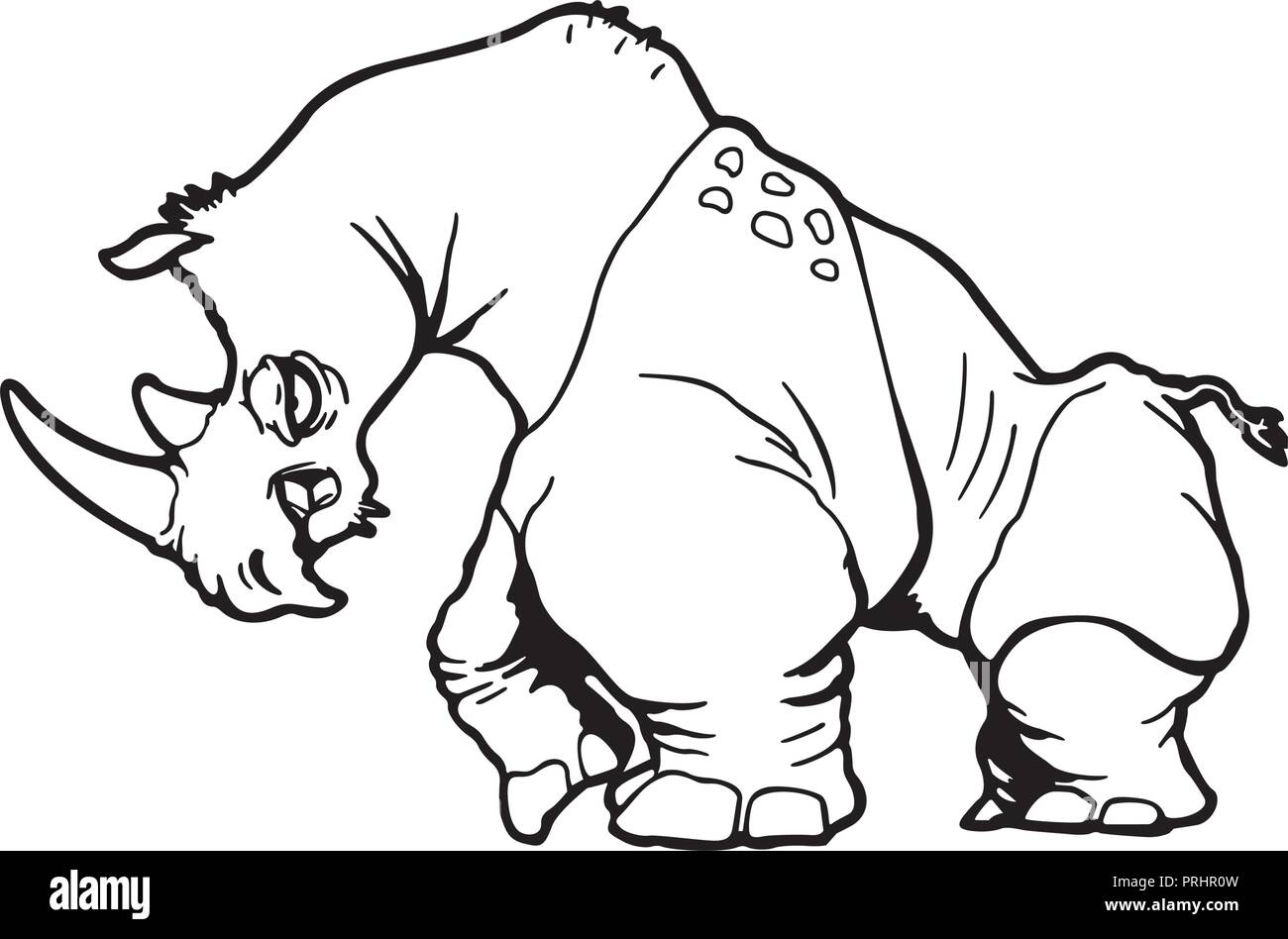 Rinoceronte . Animale personaggio dei fumetti . Illustrazione Vettoriale. Illustrazione Vettoriale