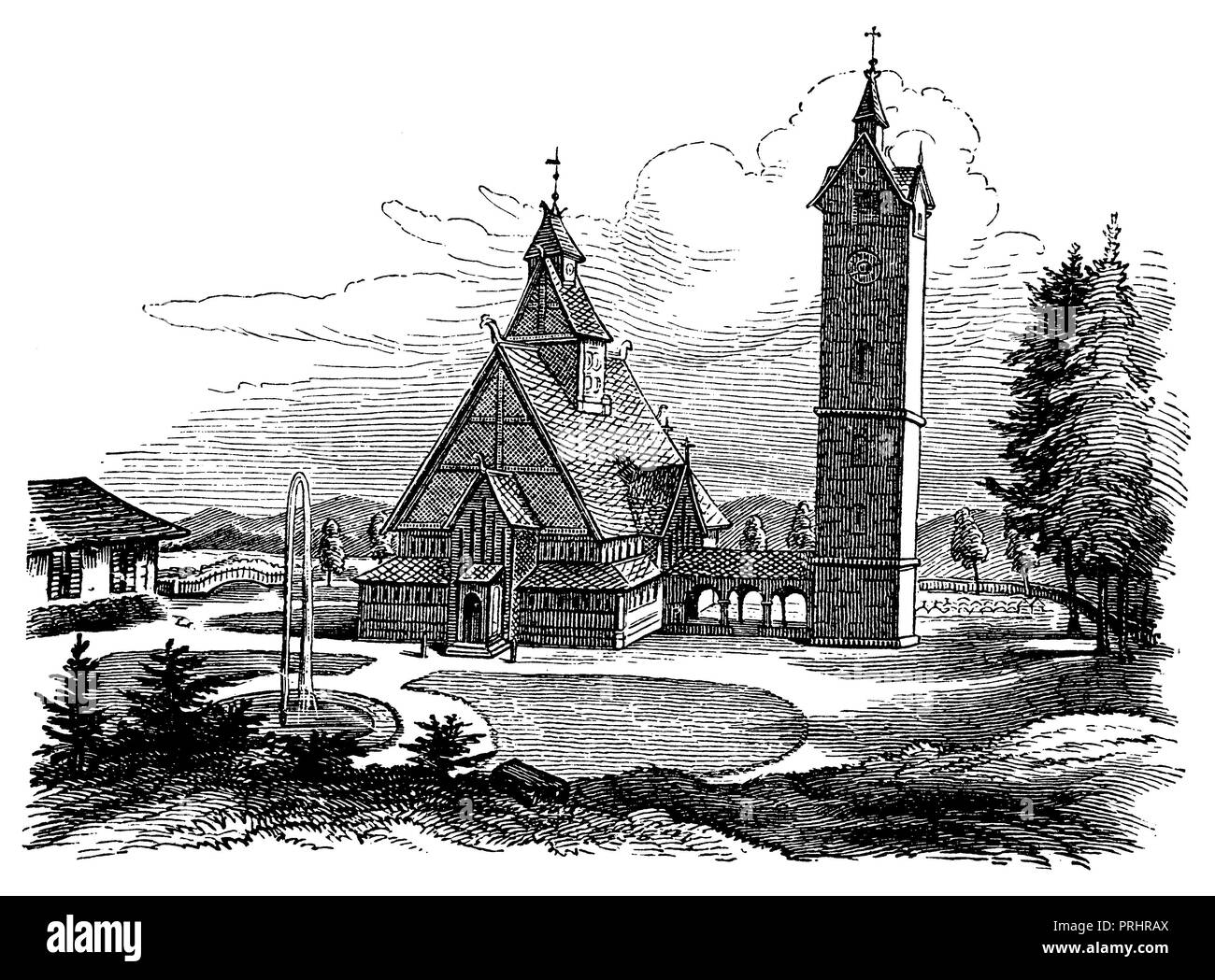 Monti dei Giganti: Chiesa Wang, 1887 Foto Stock