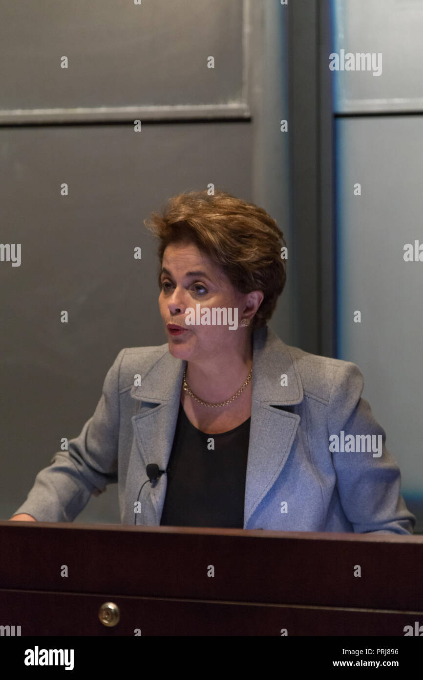 Aprile 13, 2017. Ex presidente brasiliano Dilma Rousseff offre la lezione "Le sfide della democrazia in Brasile" presso l'Università di Princeton Foto Stock