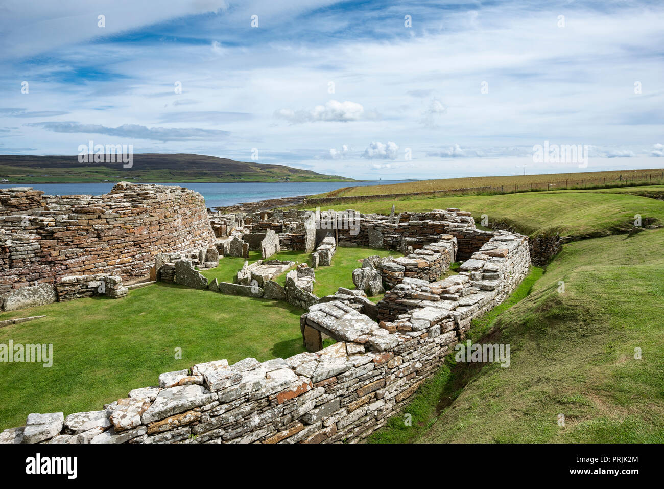 Età del ferro ruderi di insediamento, Broch di Gurness, Tingwall, Orkney Islands, Scotland, Regno Unito Foto Stock