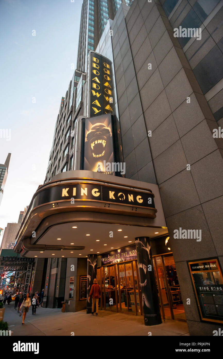 Il rettangolo di selezione per l'attesissimo "King Kong" basato sull'omonimo film è visto sul teatro di Broadway a New York Martedì, Settembre 18, 2018. Il musical, dotato di 20 piedi di altezza animatronic puppet, anteprime inizia nel mese di ottobre 2018. (Â©Â Richard B. Levine) Foto Stock