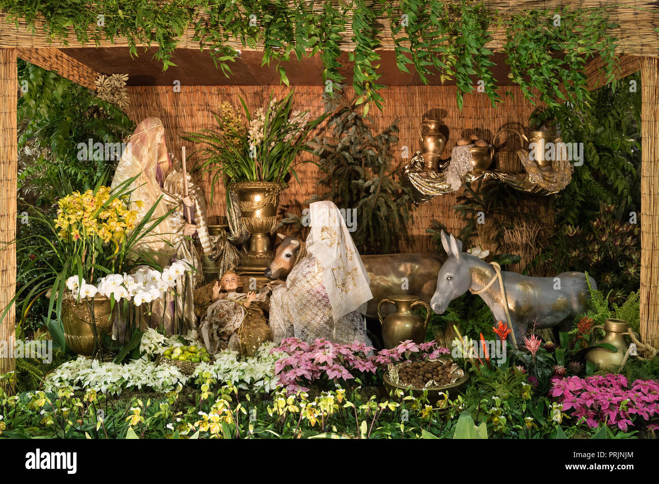 Presepe di Natale alla città di Funchal, l'isola di Madeira, Portogallo. Foto Stock