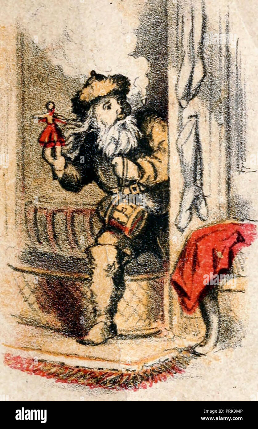 Santa Claus immissione giocattoli fuori Foto Stock