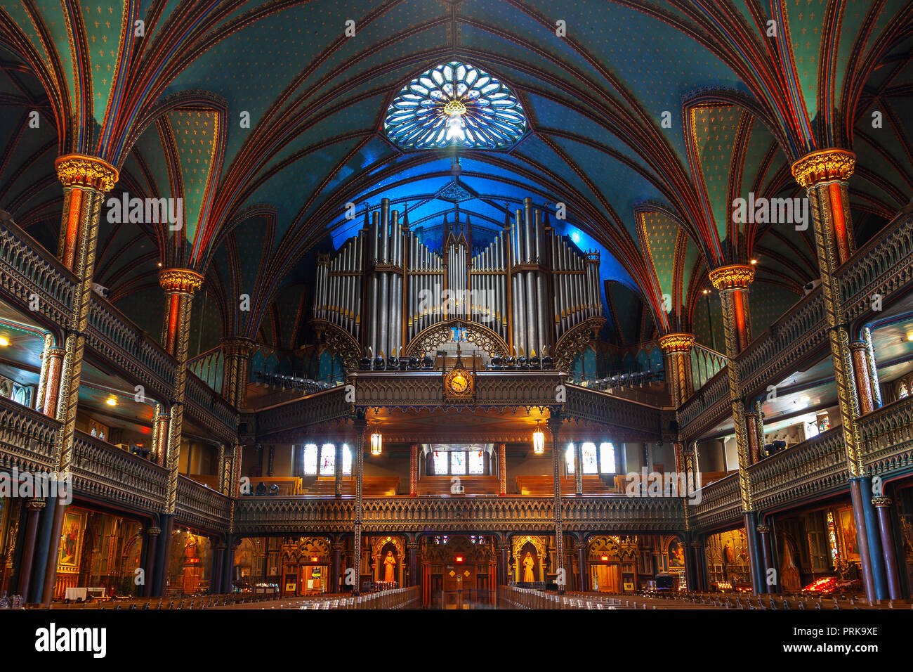 MONTREAL, Canada - 20 AGO 2012: Il grande Casavant Organo presso la Basilica di Notre Dame, Montreal dispone di uno storico organo a canne risalente al 1891 e com Foto Stock