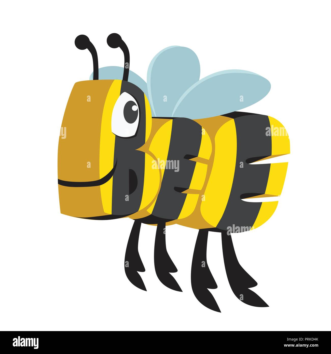 Una illustrazione vettoriale di Bee Cartoon animale in lettere Illustrazione Vettoriale