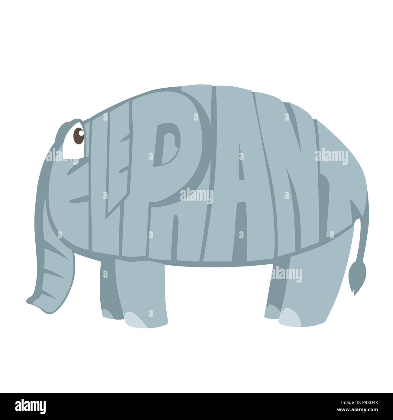 Una illustrazione vettoriale di un elefante Cartoon animale in lettere Illustrazione Vettoriale