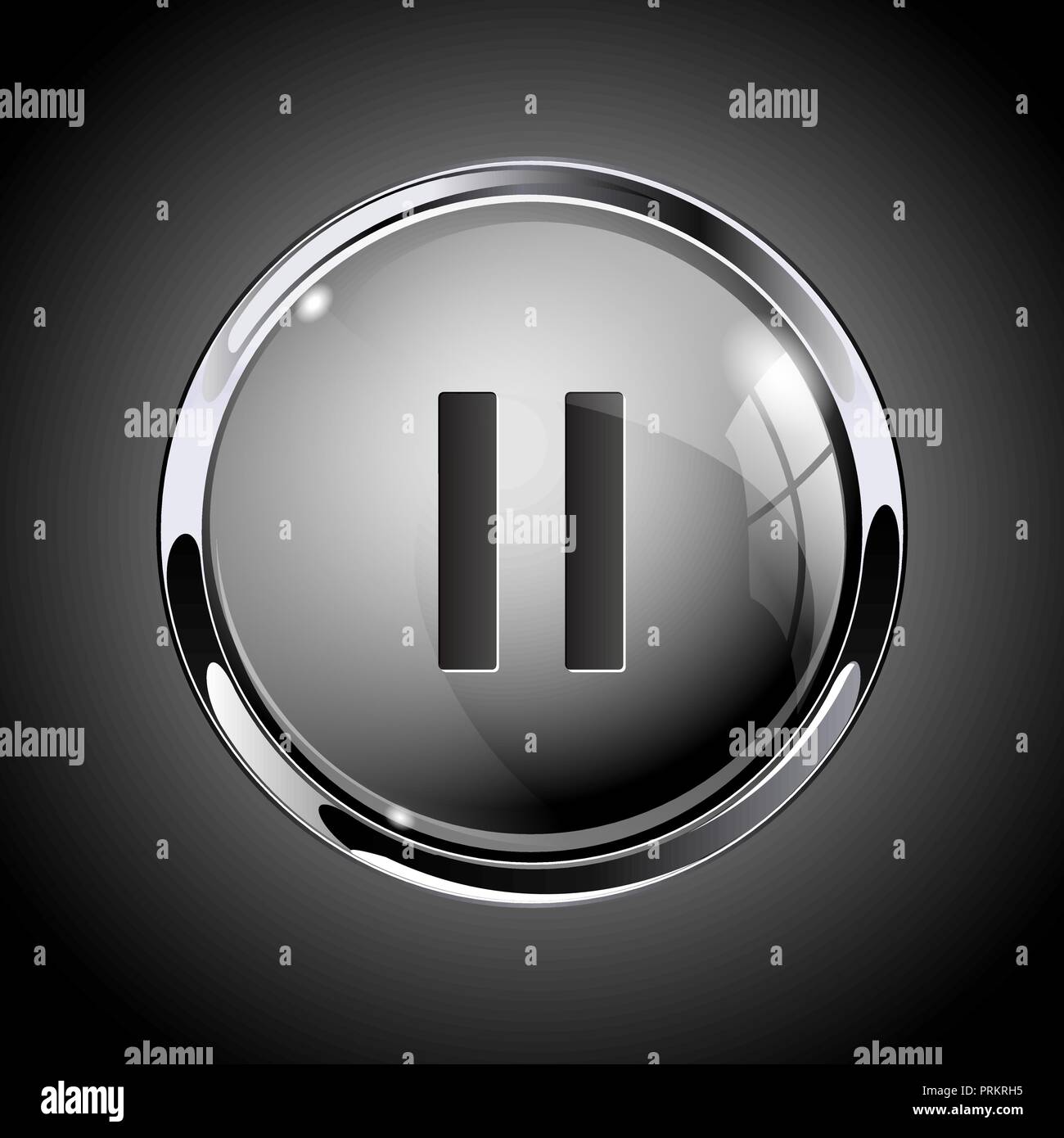 Il pulsante di pausa. 3d shiny icona grigia per media Illustrazione Vettoriale