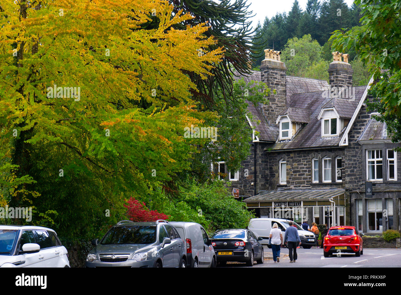 Il Gwydir Hotel a Holyhead Road, Betws-y-Coed, Gwynedd. Una bella villiage in Snowdonia. Immagine presa nel settembre 2018. Foto Stock