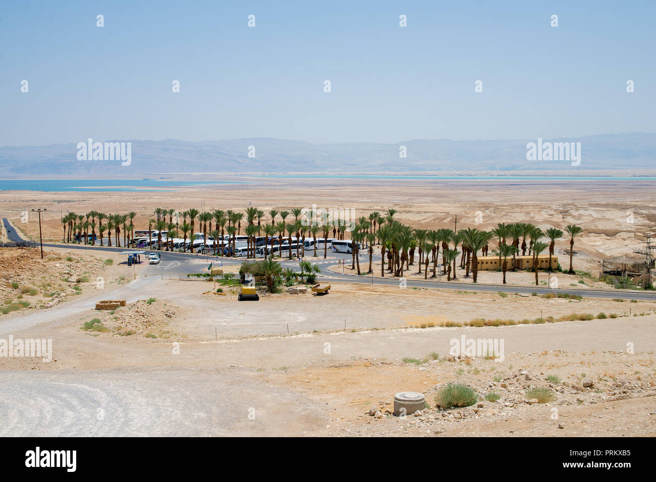 Fermata autobus vicino a Masada Foto Stock