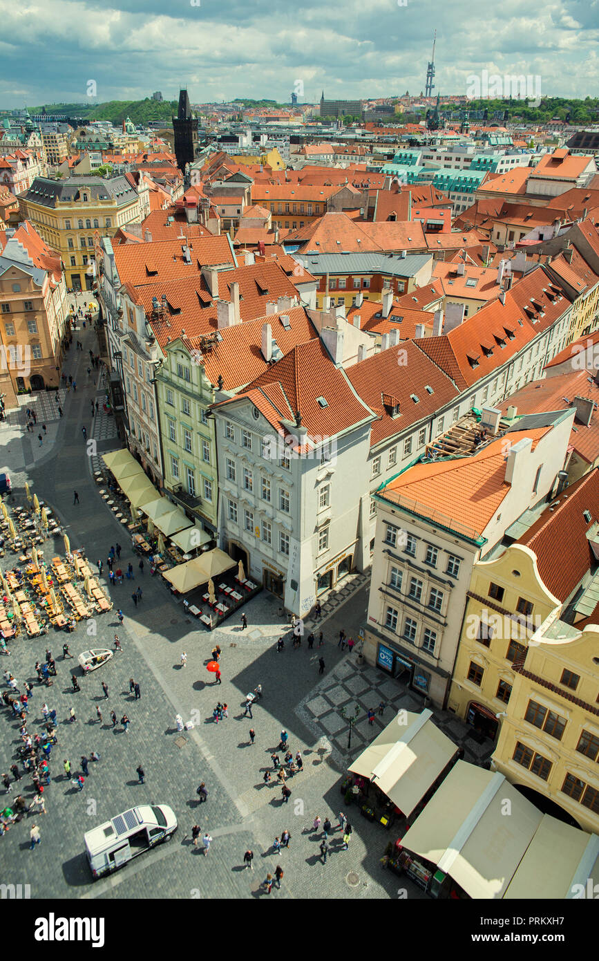 Praga vista da sopra Foto Stock