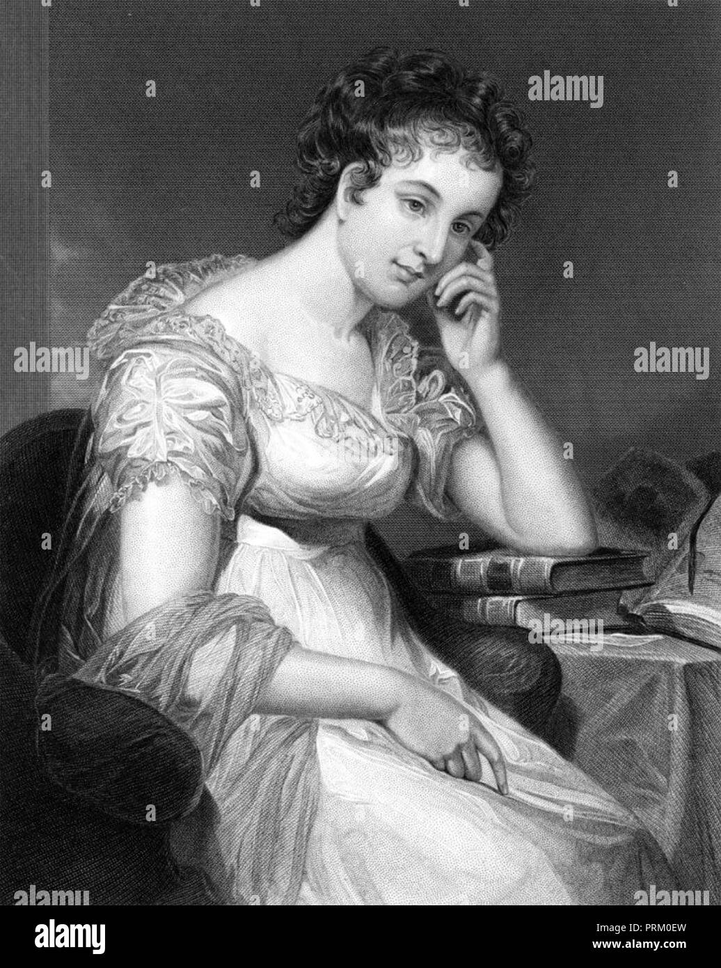 MARIA EDGEWORTH (1768-1849) autore anglo-irlandese di libri per bambini e adulti in una incisione 1872 Foto Stock