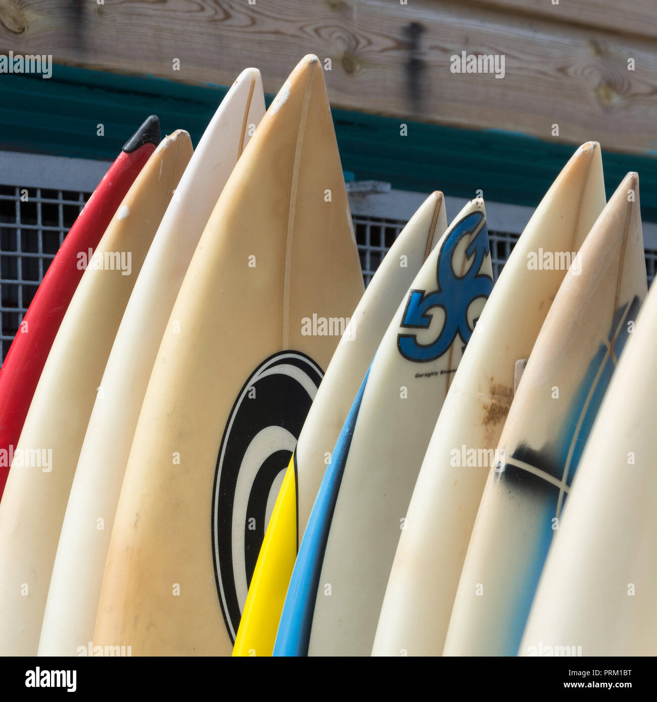 Riflettere il mondo del surf, tavole da surf e attività di navigazione / lifestyle a Newquay, Cornwall. Home di Boardmasters Festival. Foto Stock