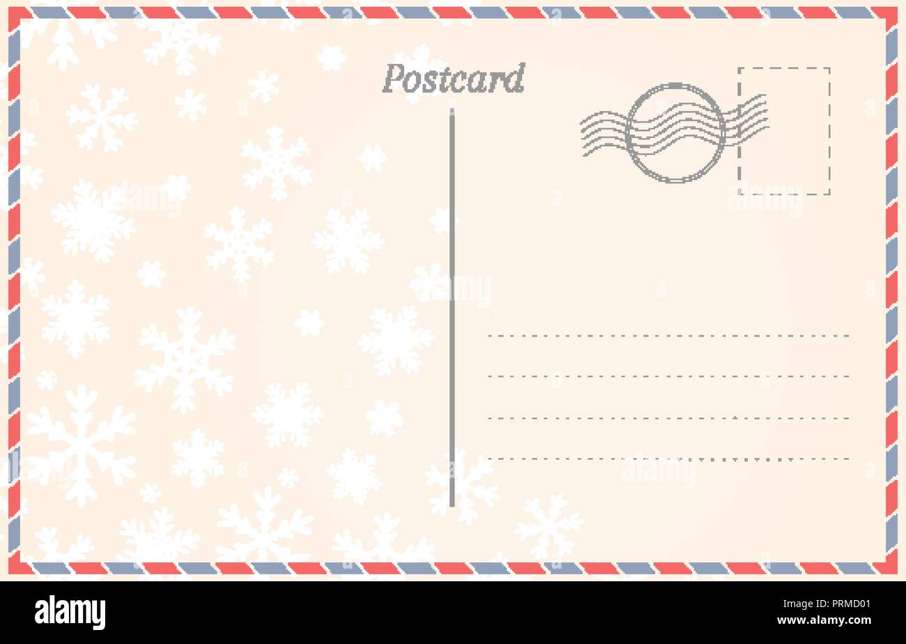 Modello di cartolina con i fiocchi di neve per le vacanze invernali e di Natale Illustrazione Vettoriale