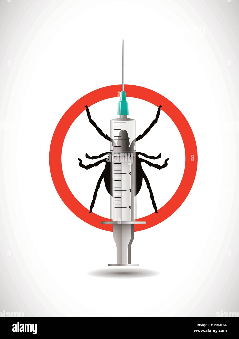 Il concetto di vaccino - Siringa con segno - veleno o idea di indurimento Illustrazione Vettoriale