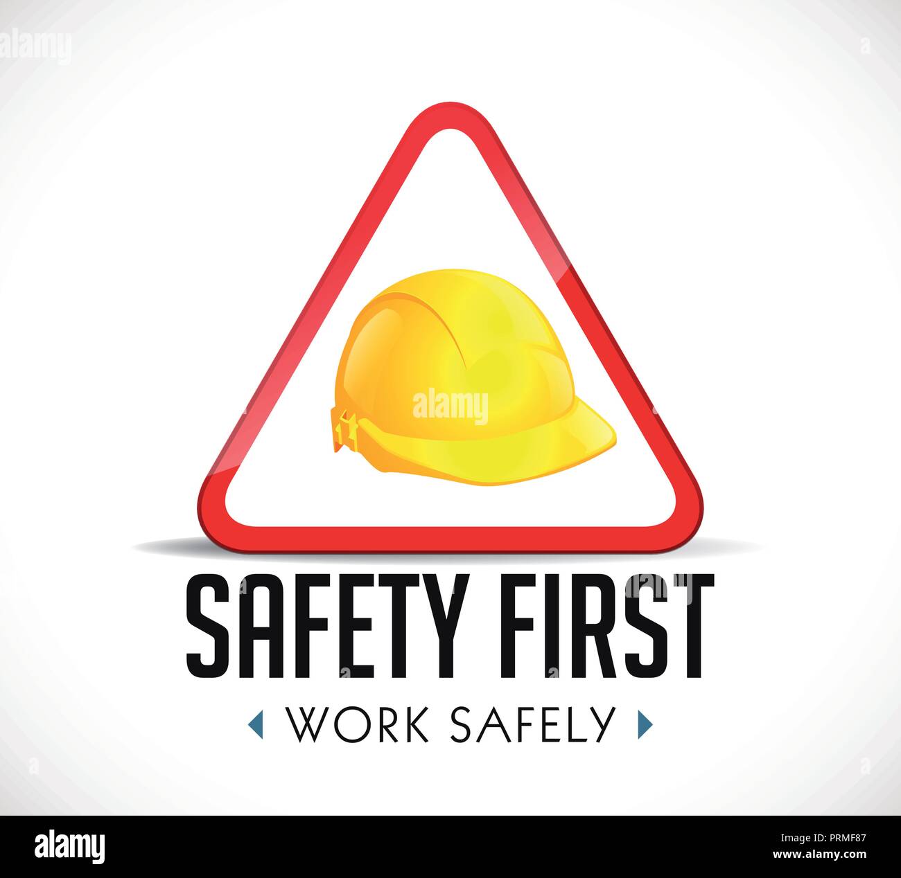 Prima di tutto la sicurezza concetto - lavorare in modo sicuro segno Casco giallo come segno di avvertimento Illustrazione Vettoriale