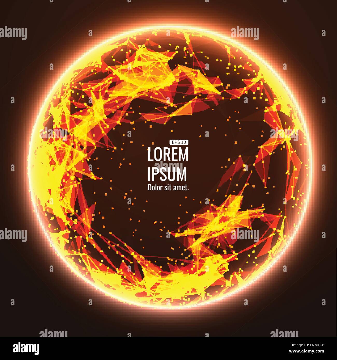 Abstract 3d illuminato Mesh distorta sfera . Insegna al neon . La tecnologia avveniristica elemento HUD . Elegante distrutto . Grande per la visualizzazione di dati . Illustrazione Vettoriale