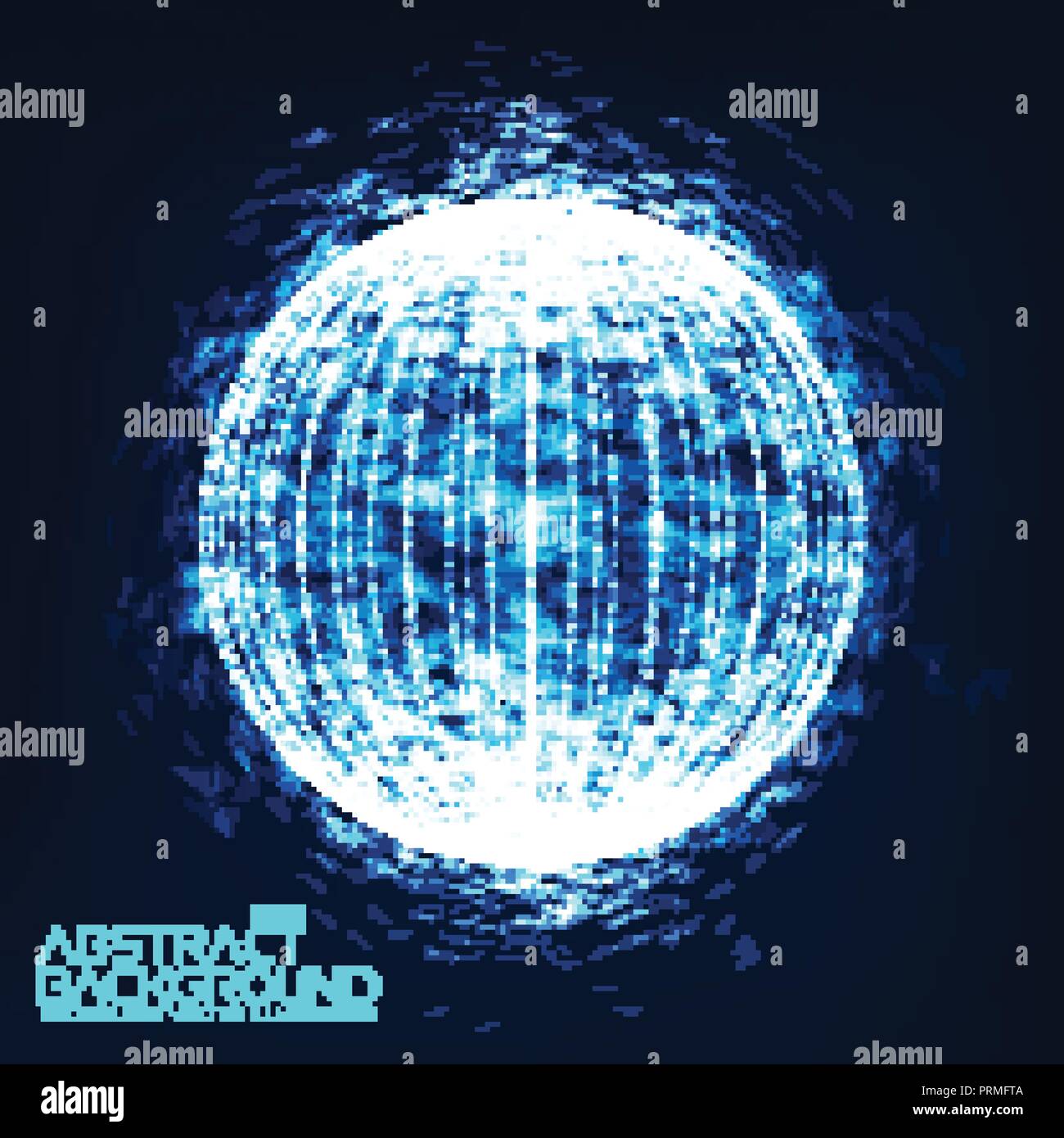 Abstract 3d illuminato Mesh distorta sfera . Insegna al neon . La tecnologia avveniristica elemento HUD . Elegante astratta sfera distrutta . Grande per la visualizzazione di dati . Illustrazione Vettoriale