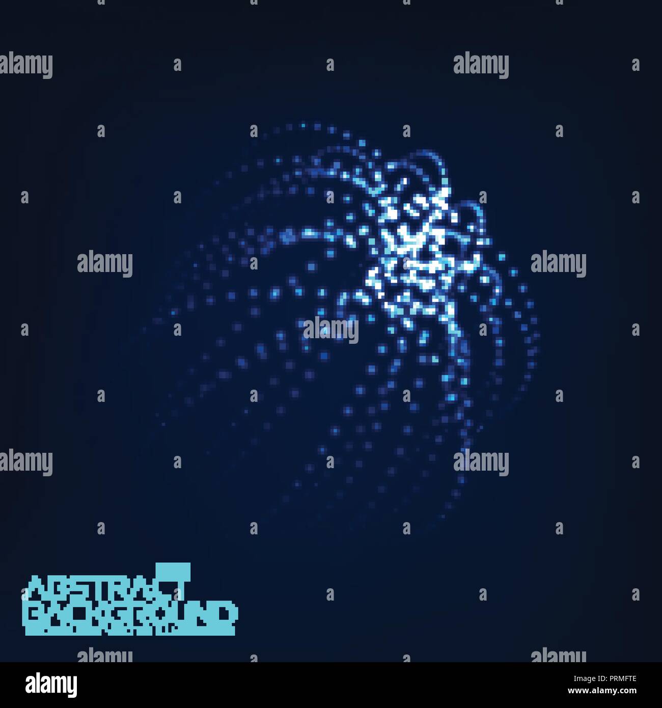 Abstract 3d illuminato Mesh distorta sfera . Insegna al neon . La tecnologia avveniristica elemento HUD . Elegante astratta sfera distrutta . Grande per la visualizzazione di dati . Illustrazione Vettoriale