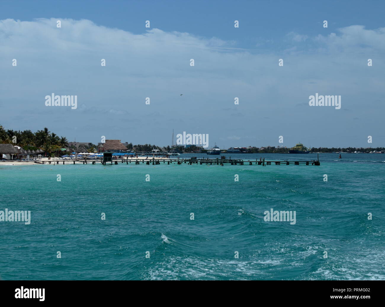 I turisti che visitano la Isla Contoy in Messico protetta fin dal 1961, ora di proprietà di il messicano del governo federale e il suo accesso è limitato a 200 visitatore Foto Stock