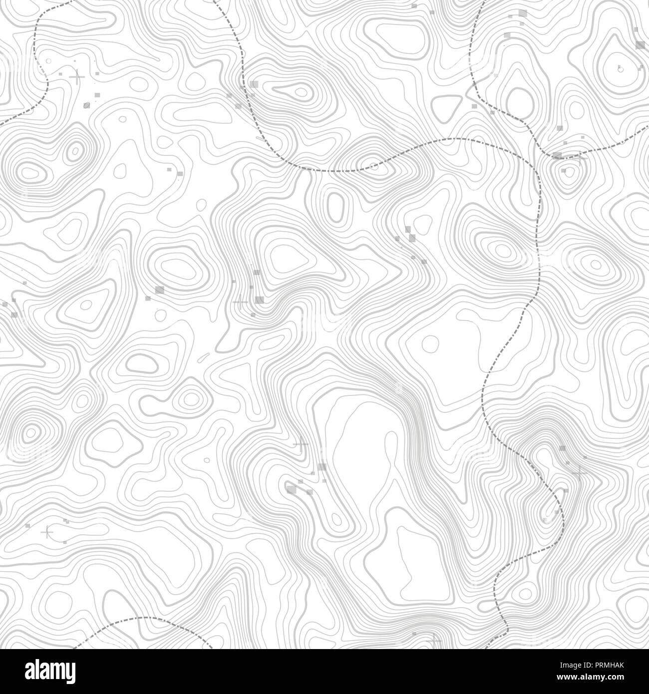 Modello senza giunture. Mappa topografica sfondo con spazio per la copia perfetta consistenza. Topografia della linea di contorno della mappa sfondo , griglia geografica . Percorso escursionistico di montagna sul terreno . Illustrazione Vettoriale