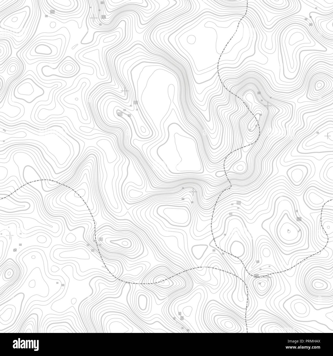 Modello senza giunture. Mappa topografica sfondo con spazio per la copia perfetta consistenza. Topografia della linea di contorno della mappa sfondo , griglia geografica . Percorso escursionistico di montagna sul terreno . Illustrazione Vettoriale