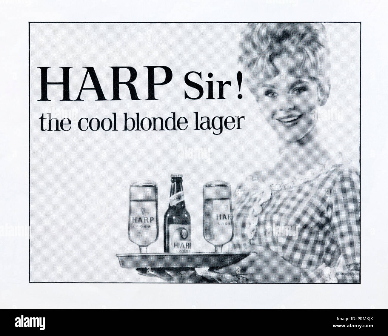 Un 1960 Pubblicità Pubblicità Arpa lager. Foto Stock