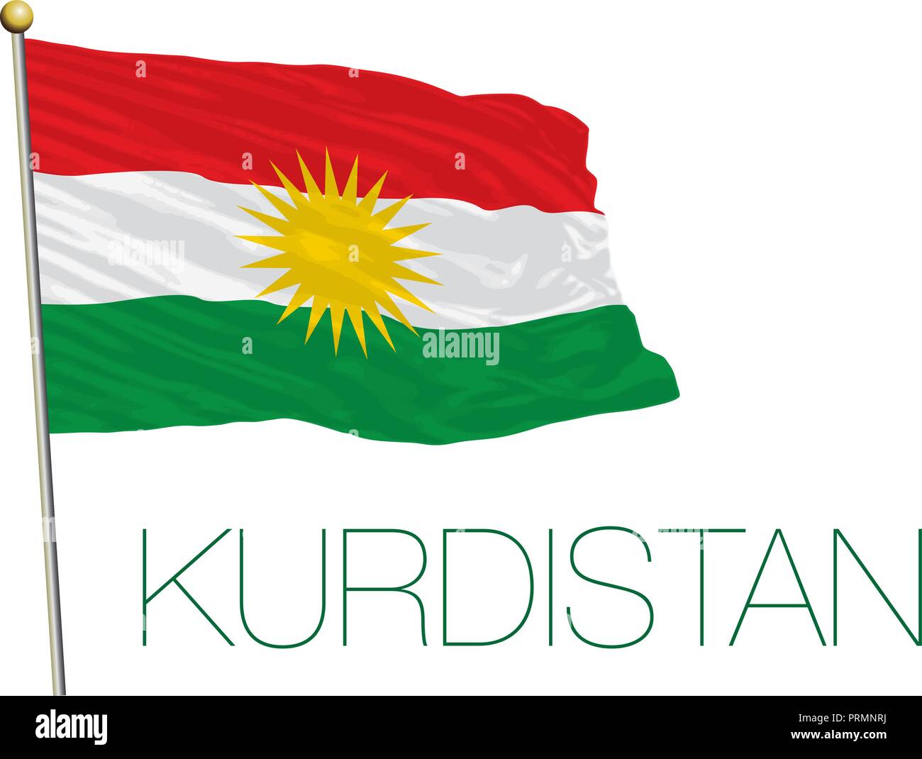Bandiera del Kurdistan, illustrazione vettoriale Illustrazione Vettoriale
