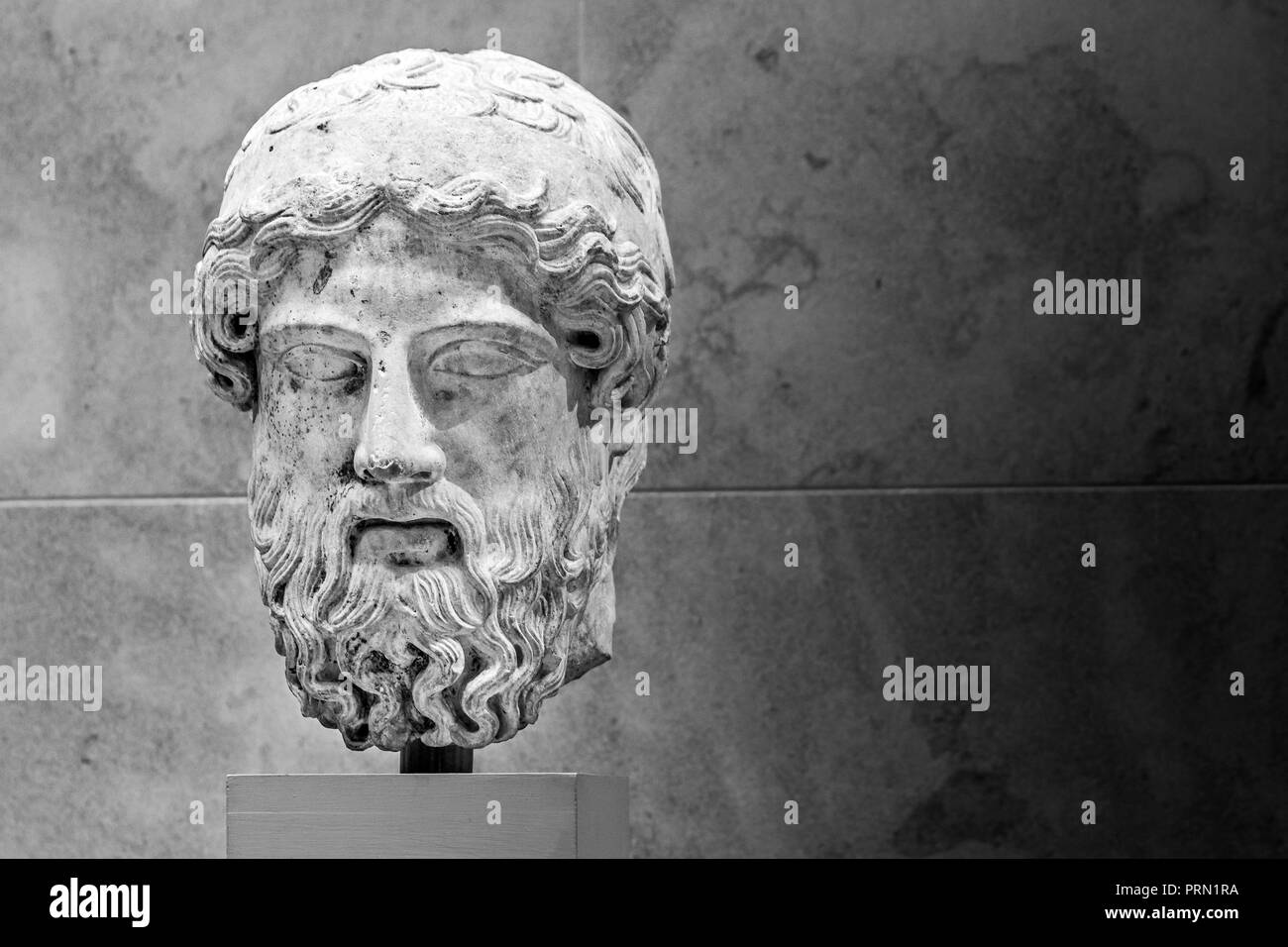 Classica Greca antica scultura, l uomo alla testa. Foto Stock