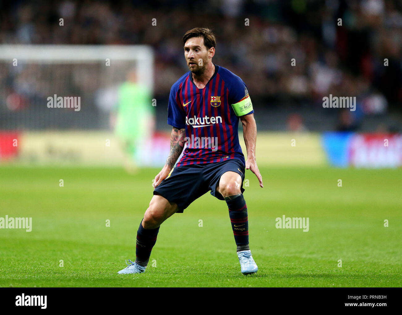 Lo stadio di Wembley, Londra Inghilterra. 3° Ott, 2018. UEFA Champions League Football, Tottenham Hotspur rispetto a Barcellona; Lionel Messi di credito Barcellona: Azione Plus sport/Alamy Live News Foto Stock