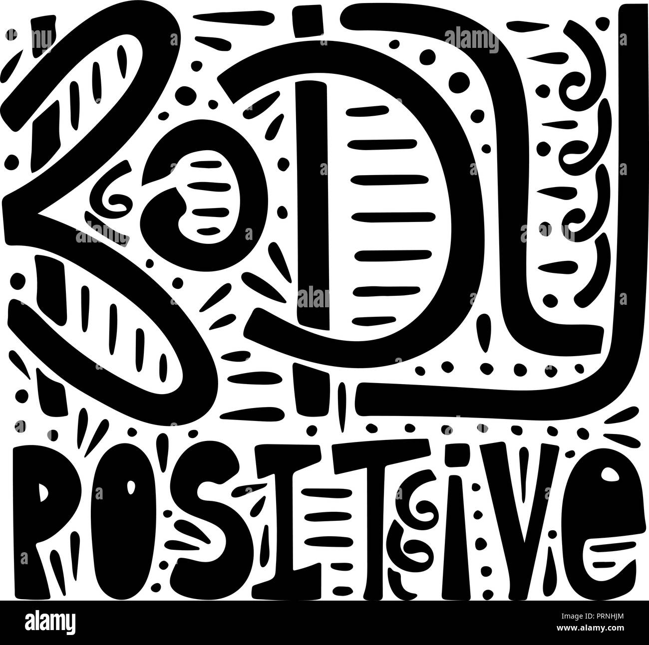 Corpo positivo. Disegnate a mano lettering motivazionali. In bianco e nero il preventivo per cartoline e banner. Illustrazione Vettoriale fatti a mano. Illustrazione Vettoriale